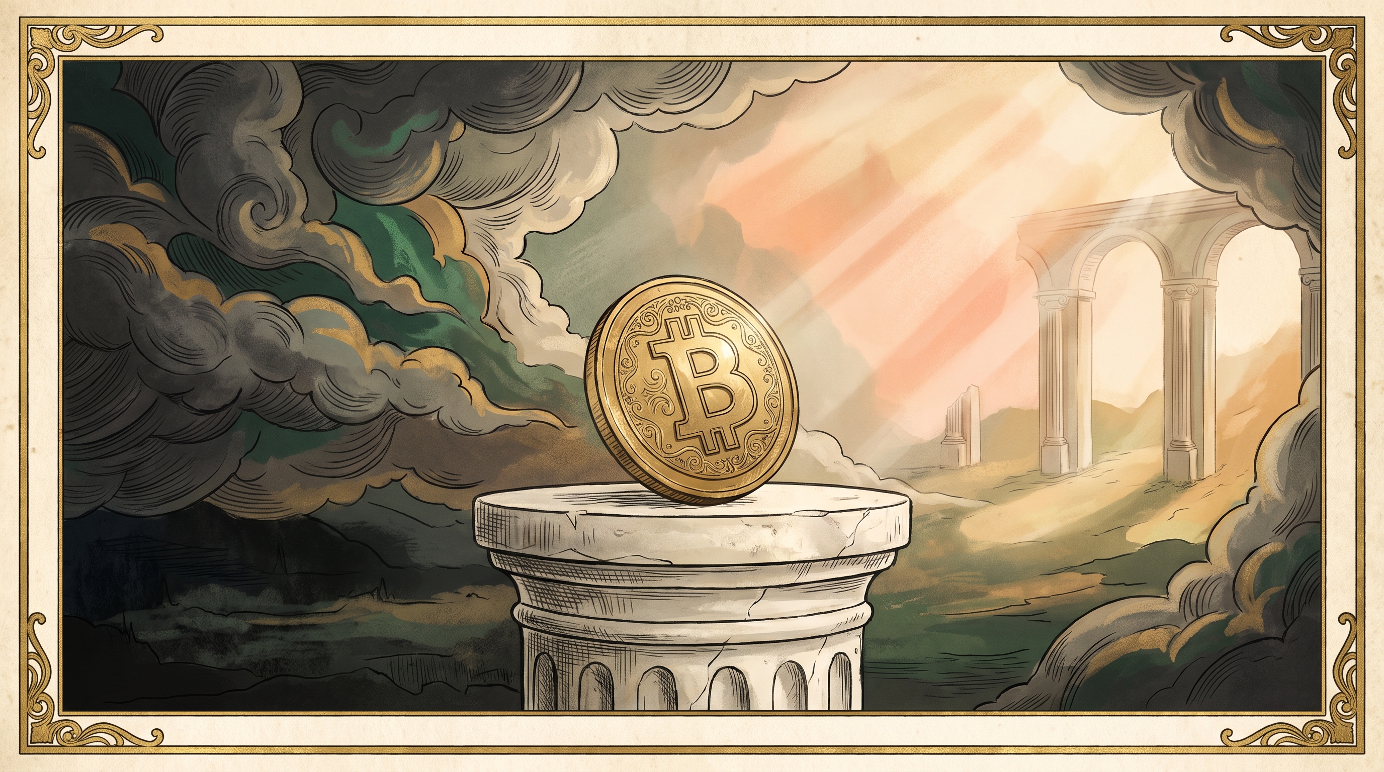 بيتكوين متوازن بين العاصفة والشروق